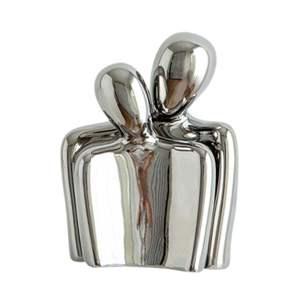 Modern Abstract Couple Figurine Showpiece Silver Finish Romantic Metal Handicraft Sculpture for Home Office Decor - Product Image 1