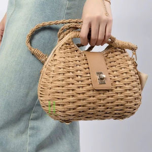 Handmade Wholesome Wicker Eco-Friendly Basket Woven Seagrass Storage HandBag Shopping Picnic Christmas Decorations Wholesale - Product Image 5