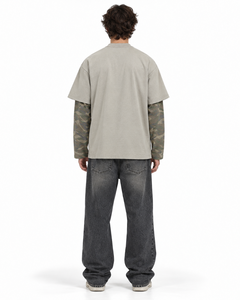 T-shirt à manches longues pour homme, camouflage vieilli, superposé, coupe oversize, 100% coton, imprimé, style streetwear - Product Image 6