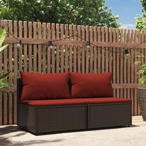 Canapé de jardin central en acier recouvert de rotin PE marron avec tissu – Caractéristiques standard - Product Image 1