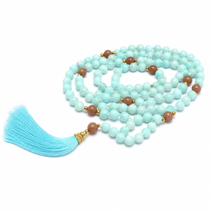 Mala de 108 cuentas de amazonita |   Gema Natural |   Sanación con nudos hechos a mano |   Proveedor Mayorista al por Mayor |   Proveedor Mayorista a Granel en India - Product Image 1
