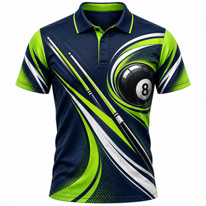 Men's Black <b>Gothic</b> Skull Billiard Polo <b>Shirt</b> Digital Printed Quick Dry Short Sleeve Woven Polyester - Product Image 5