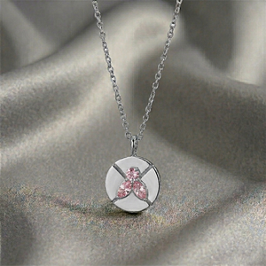 Wholesale Rose Quartz Gemstone Pendant Necklace Silver Plated Round Faceted Charm Handmade Jewelry Women Bulk Supply - Product Image 1