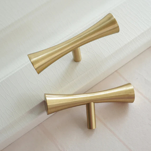 T Bar Brushed <b>Gold</b> Brass Knobs <b>Pulls</b> & Handles <b>Drawer</b>, Dresser, Wardrobe, Closet & Kitchen Door Hardware Metal Knobs - Product Image 3