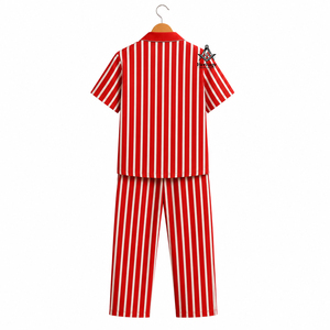 ชุดเสื้อผ้าสำหรับผู้หญิงชุดกลางคืนลายขวางสวมใส่สบาย - Product Image 2