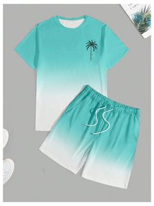 Ensemble T-shirt et short délavé tendance pour homme – T-shirt à manches courtes et short deux pièces style vintage décontracté streetwear été - Product Image 4