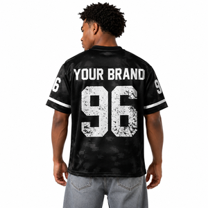Maillot de football américain vintage unisexe personnalisé avec impression par sublimation effet vieilli – Vente en gros, T-shirt oversize tendance, OEM, pour usage quotidien - Product Image 2