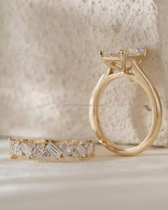 Anillo Radiante con Diamantes Cultivados en Laboratorio, Oro Amarillo Sólido de 10kt/14kt/18kt, Anillo de Compromiso, Regalo de Cumpleaños y Anillo de Boda para Mujer - Product Image 2