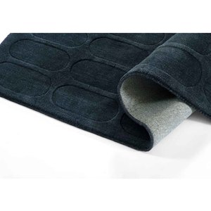 Modern Navy Blue Geometric Area Rug Oval Pattern Hand Tufted Minimalist Living Room Bedroom Custom Size Wool Carpet Home Decor - Product Image 3