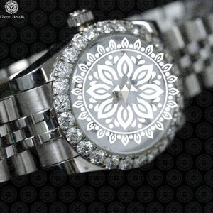 Montre de luxe Charm Jewells en acier inoxydable, cadran 30 mm, boîtier incrusté de diamants, mouvement mécanique analogique, mode masculine, 10 bars - Product Image 2