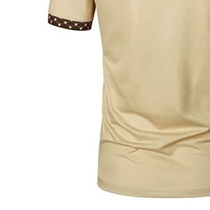 Camiseta de Manga Corta para Hombre, Personalizada, Beige, 100% Algodón Jersey, Transpirable, Corte Regular, Casual, con Cuello de Contraste - Product Image 6