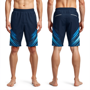 Pantalones Cortos Deportivos de Nylon Azul Marino para Hombre, con Diseño Gráfico, Tela Ligera y Construcción de Alto Rendimiento Atlético - Product Image 2