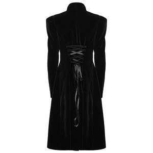 Manteau de fête gothique rétro noir en velours avec broderie symétrique et empiècements en dentelle pour femme style punk - Product Image 3