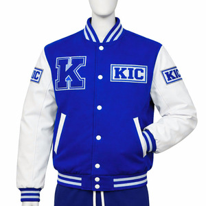 KIC <b>Men's</b> Varsity <b>Jacket</b> Navy <b>White</b> Letter Embroidered Preppy Style Regular Fit Autumn Outerwear - Product Image 5