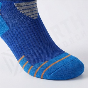 Blue Athletic Crew <b>Socks</b> Breathable Geometric Pattern <b>Running</b> Sport Wear for Adults Summer Lightweight Knitted Design - Product Image 5