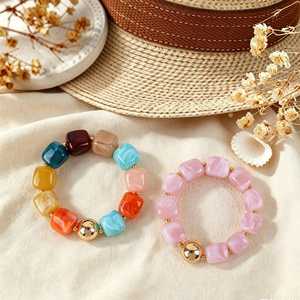 Womens Colorful Acrylic & <b>Resin</b> Bead Beach Vacation Heart-Shape Statement Bracelet <b>Resin</b> <b>Crafts</b> - Product Image 1