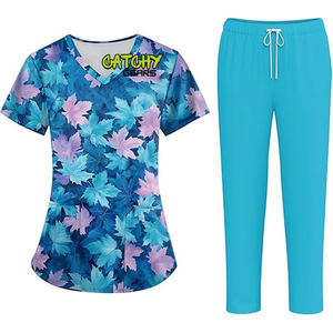 Tenue d'infirmière médicale – Ensemble de blouses et pantalons de travail respirants et durables avec poches, vêtements confortables pour le personnel de santé - Product Image 4