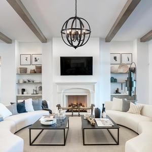 Modern Orb Chandelier Black Metal <b>Globe</b> Hanging Pendant <b>Light</b> Contemporary Sphere Ceiling Lamp Industrial Farmhouse Chandelier - Product Image 6