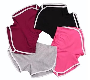 Shorts rétro pour femmes, style décontracté, avec bordure contrastante, taille élastique, mini-short d'été pour la plage, en coton molletonné de haute qualité, coupe ajustée - Product Image 5