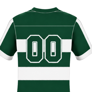 Camiseta de Rugby Verde Oscuro y Blanca de Manga Corta con Cuello Redondo y Rayas, Ropa Deportiva para Entrenamiento, Partido y Equipo - Product Image 4