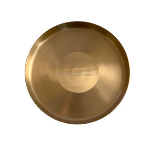 Service de table Kansa en laiton finition mate 12 pouces, écologique, avec incrustations dorées, pour repas traditionnels et usage quotidien - Product Image 1