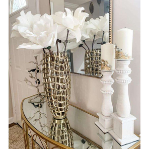 แจกันโต๊ะอลูมิเนียมตกแต่งบ้านสไตล์โมเดิร์นแจกันเงินแบบพกพาอลูมิเนียมหล่อกระถางดอกไม้แฟนซีตกแต่งห้องนั่งเล่น - Product Image 3