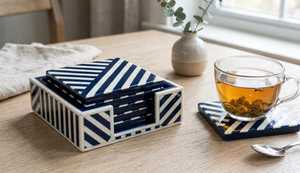 Artisan <b>Crafted</b> Bone Inlay Surface Guard Accessories For Sophisticated Home Entertainment And Hosting Events Exclusive - Product Image 4