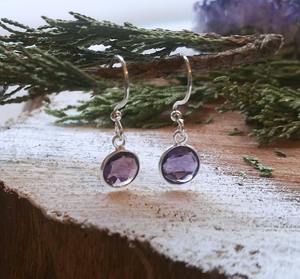 Boucles d'oreilles pendantes délicates en améthyste, pierre de naissance de février, bijoux en argent sterling 925, cadeau pour femme - Product Image 3