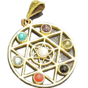 2024 nueva tendencia collares de moda con colgantes de diseño Circular incrustados de piedra de latón encantos de acero con estilo de artesanías Rawat - Product Image 1