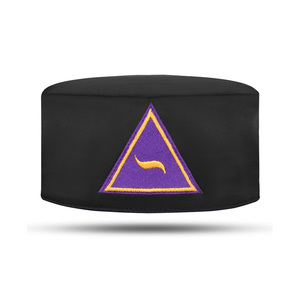 Ceremonial Crown Cap Black with <b>Purple</b> Triangle Badge Luxury Royal & Select Council Black Regalia Crown Cap Premium Embroidered - Product Image 1