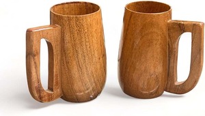 Mug à café et à bière en bois japonais écologique, fait main, peint à la main, résistant à la chaleur, vaisselle pour la maison et la cuisine - Product Image 5