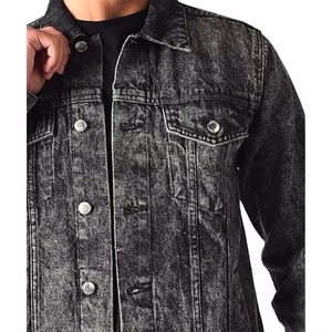 Chaqueta Varsity de Mezclilla Negra DENIMGUYS al por Mayor para Hombre, Estilo Vintage Urbano, Impresión Personalizada, Corte Holgado Informal - Product Image 5