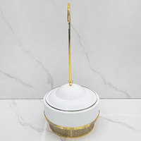 Présentoirs chauffe-plats de luxe en acier inoxydable plaqué or avec couvercle amovible pour traiteur, buffet et mariage