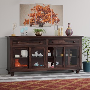 <b>Dark</b> Walnut Sheesham Wood <b>Sideboard</b> Cabinet | Handcrafted Dining Furniture Wholesale - Product Image 3