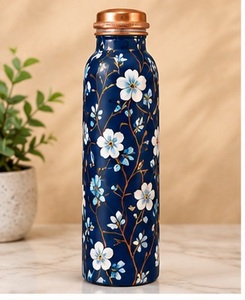 Bohemian Copper <b>Water</b> <b>Bottle</b> with Laser Etched Mandala Pattern Eco Friendly <b>Metal</b> Travel Flask - Product Image 4