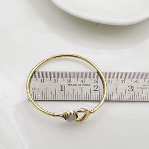 Handmade Brass Crescent Moon Moonstone Cuff <b>Bracelet</b> Adjustable Open Bangle Minimalist <b>Boho</b> Celestial Jewelry for Women - Product Image 6