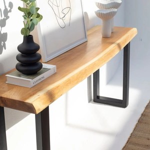 Table console Vandana Lunaris Orion Acacia avec pieds en métal, design moderne en bois massif - Product Image 2