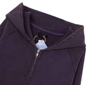 Hoodies zippés courts personnalisés de haute qualité, effet délavé, en tissu épais - Product Image 4