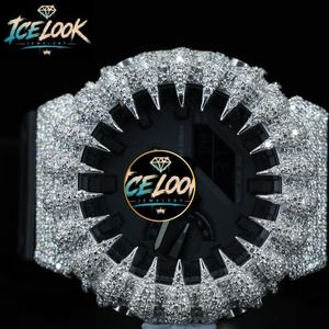 Reloj de Lujo ICE LOOK con Diamantes, Caja Redonda de 40 mm con Pedrería, Cuarzo Analógico, Correa de Goma con Hebilla para Hombre - Product Image 4