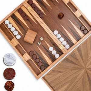 Handcrafted Traditional Acacia <b>Wood</b> <b>Backgammon</b> <b>Set</b> Rectangle Design Tabletop Installation Wholesale From Moradabad India - Product Image 1