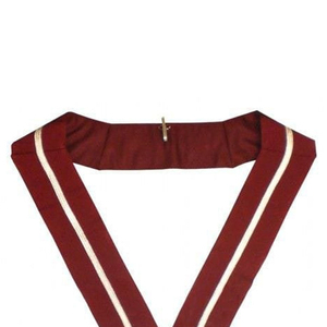 Custom Master Mason Masonic Apron Red with White Gold Trim Classical Style Embroidered Fabric <b>Sew</b>-On Badge Garment Accessory - Product Image 4