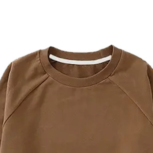 Ensemble de survêtement en coton marron pour femme, sweat-shirt à col rond, pantalon de jogging, couleur unie, tenue décontractée d'automne, manches longues, fermeture à cordon - Product Image 3
