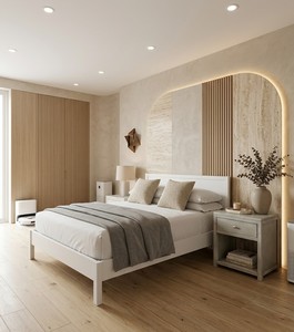 Mesita de Noche Moderna de Madera con 1 Cajón de Almacenamiento para Dormitorio en Acabado Gris Claro - Product Image 6