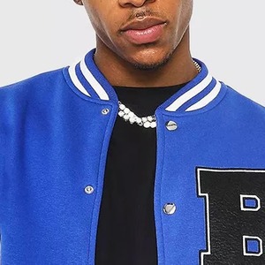 Men's Blue White Varsity <b>Jacket</b> Letter B Embroidered Patch <b>Stars</b> Preppy Style Baseball <b>Jacket</b> Regular Fit Autumn Wear - Product Image 4