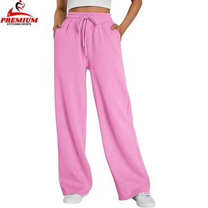 Custom Streetwear Casual Trousers Wide Leg Drawstring Outdoors Jogger Swear Pants Women Fleece Cotton Ladies Sweatpants - Product Image 6