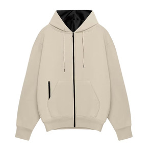 Men's Fall Winter Fleece zipper Hooded high quality breathable custom logo Regular Sleeves Pure Color Solid Pattern men's hoodie - Product Image 2