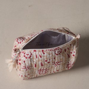 Wholesale Assorted Bags Hand Block Printed Quilted Cotton Cosmetic Bags (Set of 3) - Product Image 1