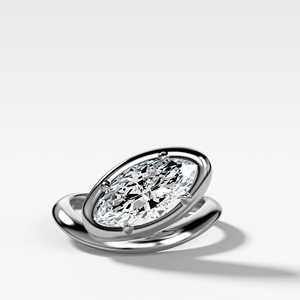 Bagues de fiançailles incurvées en or massif 14k 18k avec diamant de laboratoire taille marquise 2 carats, sertissage clos moderne, solitaire pour demande en mariage, bijoux fins - Product Image 1