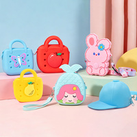 Bolso de Mano de Silicona con Dibujos Animados Kawaii para Niños, Monedero Cruzado Mini con Dijes DIY, Logotipo Personalizado, Libre de BPA, Regalo de Cumpleaños para Niñas