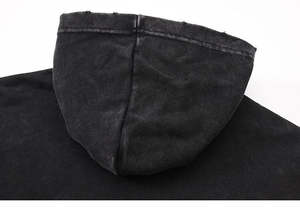 Fashion Poetry Sweat à capuche coupe ample, effet vieilli, imprimé lettres effet éclaboussures d'encre, en molleton bouclette 100% coton, délavé à l'acide et effet soleil, coupe oversize - Product Image 6